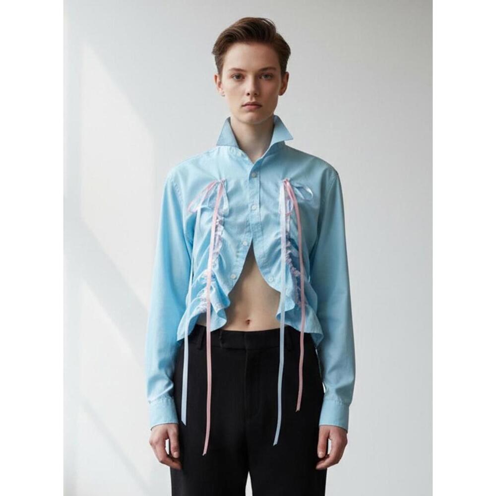 Soft Armor: Reworked Men’s Light Blue Button-Up Shirt | Upcycled OOAK